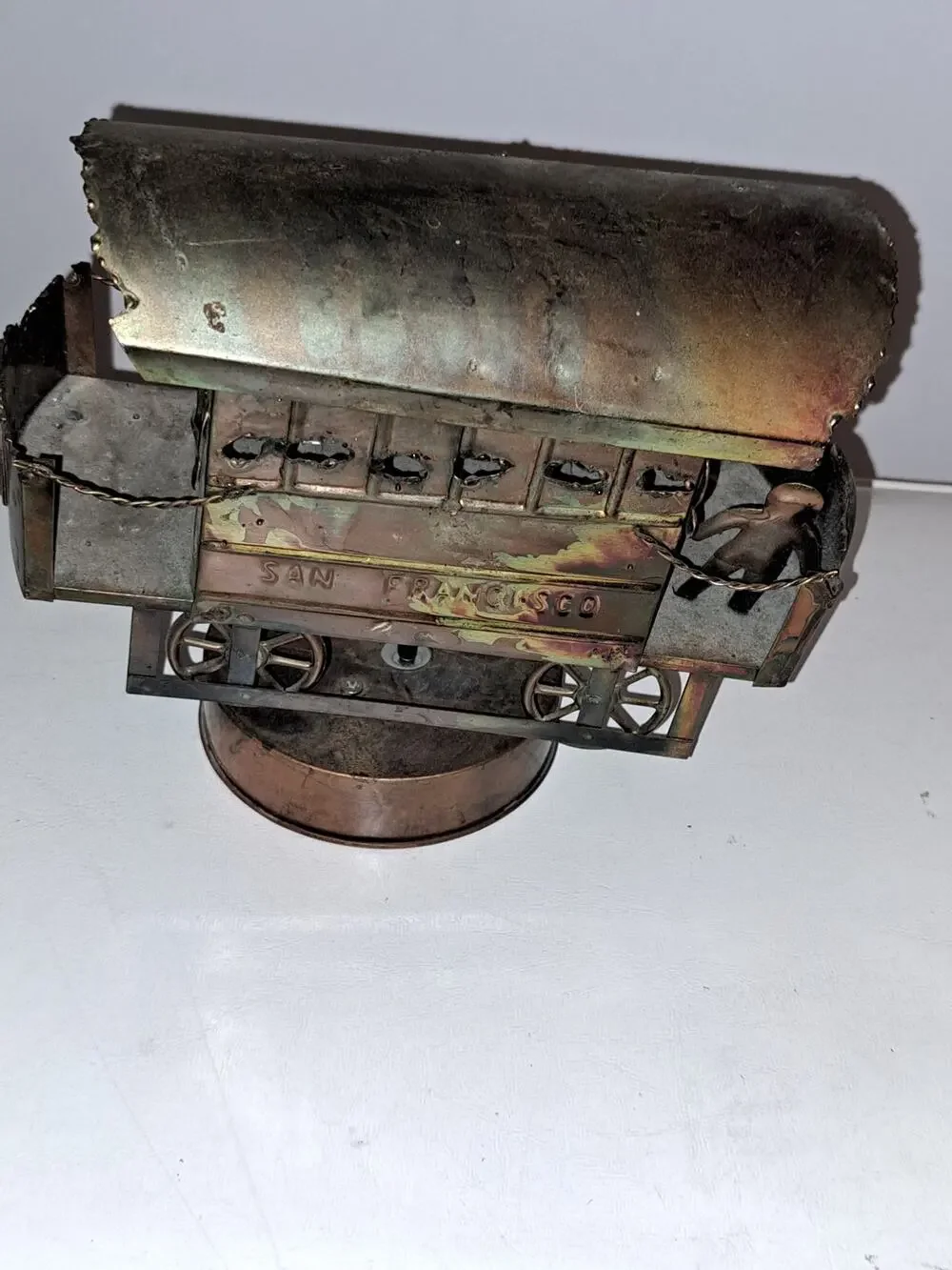 Retro Copper San Francisco California Trolly Cart Music Box